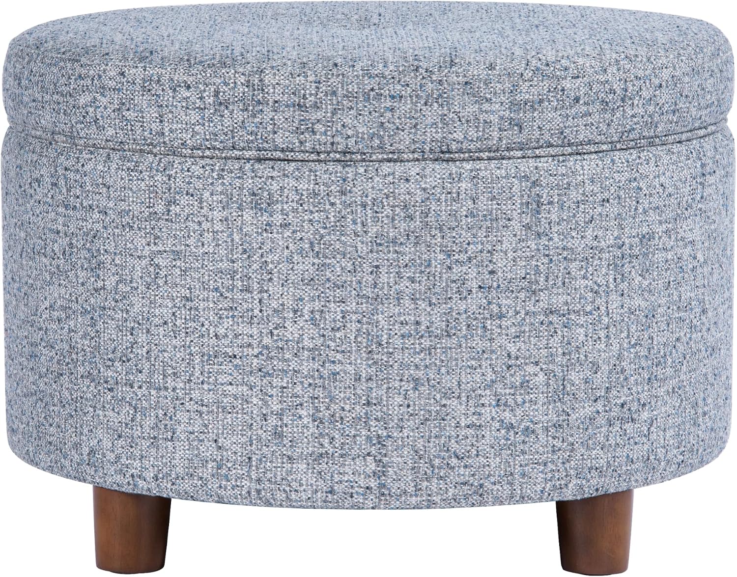 HomePop 24" Large Round Storage Ottoman - Blue Gray Woven Fabric