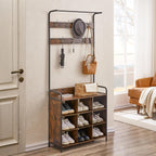 Hall Tree with Bench and Shoe Storage | Versatile Entryway Organizer with Coat Rack, Hooks & Shelf | Freestanding Mudroom Solution for Clothing and Shoes