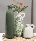 Ceramic Vase Set, 3Pcs Flower Vases for Modern Boho Farmhouse Decor, Decorative Vases for Pampas Grass & Dried Flowers, Distressed Finish