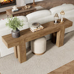 Epecoya 86.77-Inch Extra Long Console Table, Wood Entryway Table, Large Farmhouse Sofa Table Behind Couch for Living Room Hallway, Natural Oak Brown