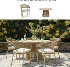 Signature Design by Ashley Ocean Park Set of 4 Outdoor Chairs with Cushions, Stackable, Rope Back, Powder Coated Aluminum Frame, Performance Fabric, Beige