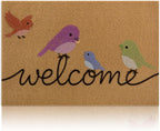 Yinhua Colorful Birds Coir Door Mat, Heavy Duty Welcome Mat with Non-Slip Rubber Backing, Low Pile Front Door Mats for Outside Entrance, Natural Entry Mats Coconut Fiber Surface for Porch 17"x30"