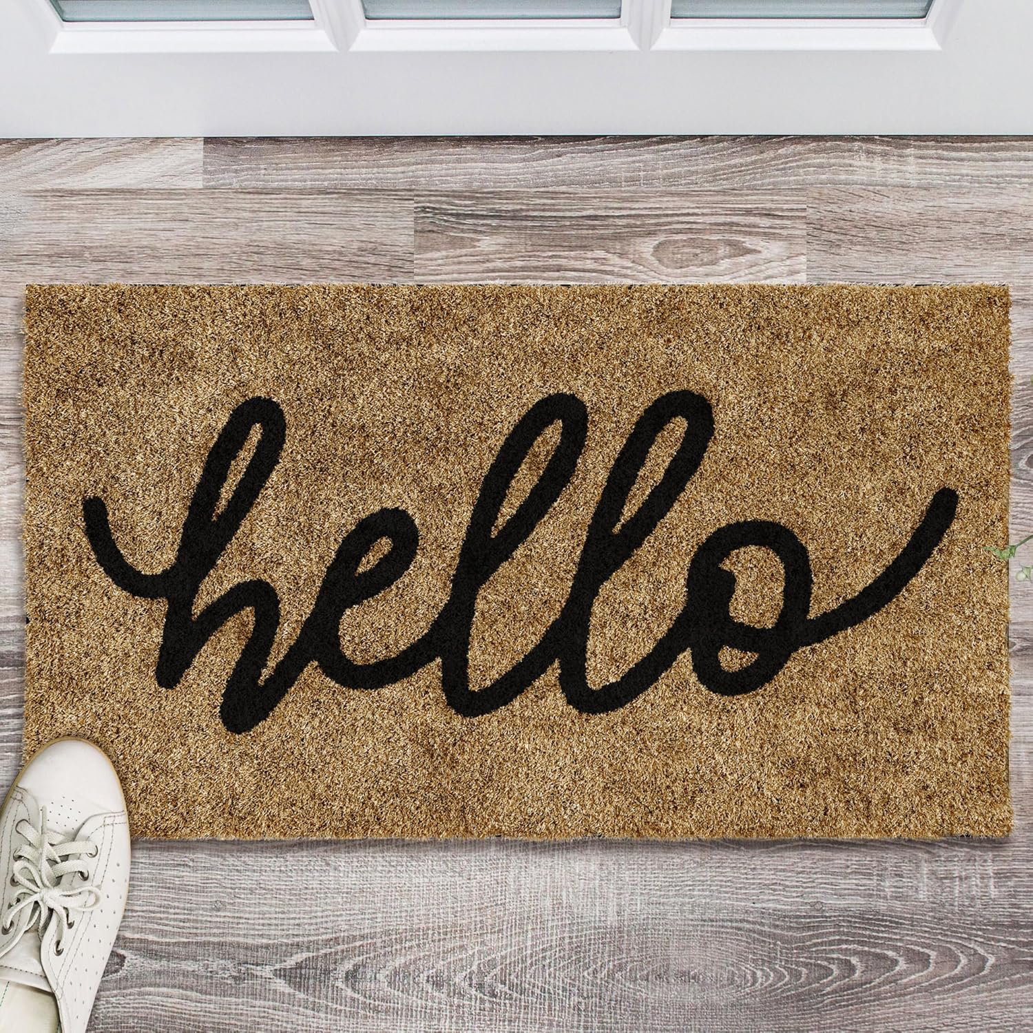 Barnyard Designs Doormat Welcome Mat for Outdoors, Large Front Door Entrance Mat, Brown (Hello, 30x17)