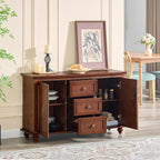 LKTART 47" Wood Sideboard Buffet Cabinet with Storage,Traditional Media Console with 2 Doors & 3 Drawers,Adjustable Shelves Credenza with Solid Wood Legs for Kitchen,Living Room,Walnut