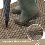 BEQHAUSE Dirt Trapper Door Mat 17" x 30" Half Circle Non Slip Washable Doormats Entrance Rugs Absorbent Welcome Low Profile Floor Mats for Front Back Door and Entryway, Taupe