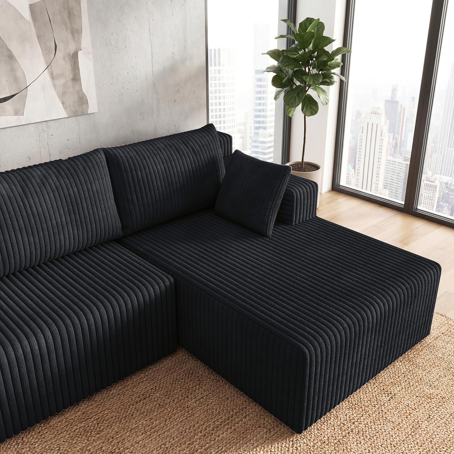 124 Inch Oversized Boneless Sectional Sofa Cloud Couch for Living Room - Symmetrical U Shaped Modular Couches Set with Double Chaise, No Assembly Floor Compression Sofa & Couch