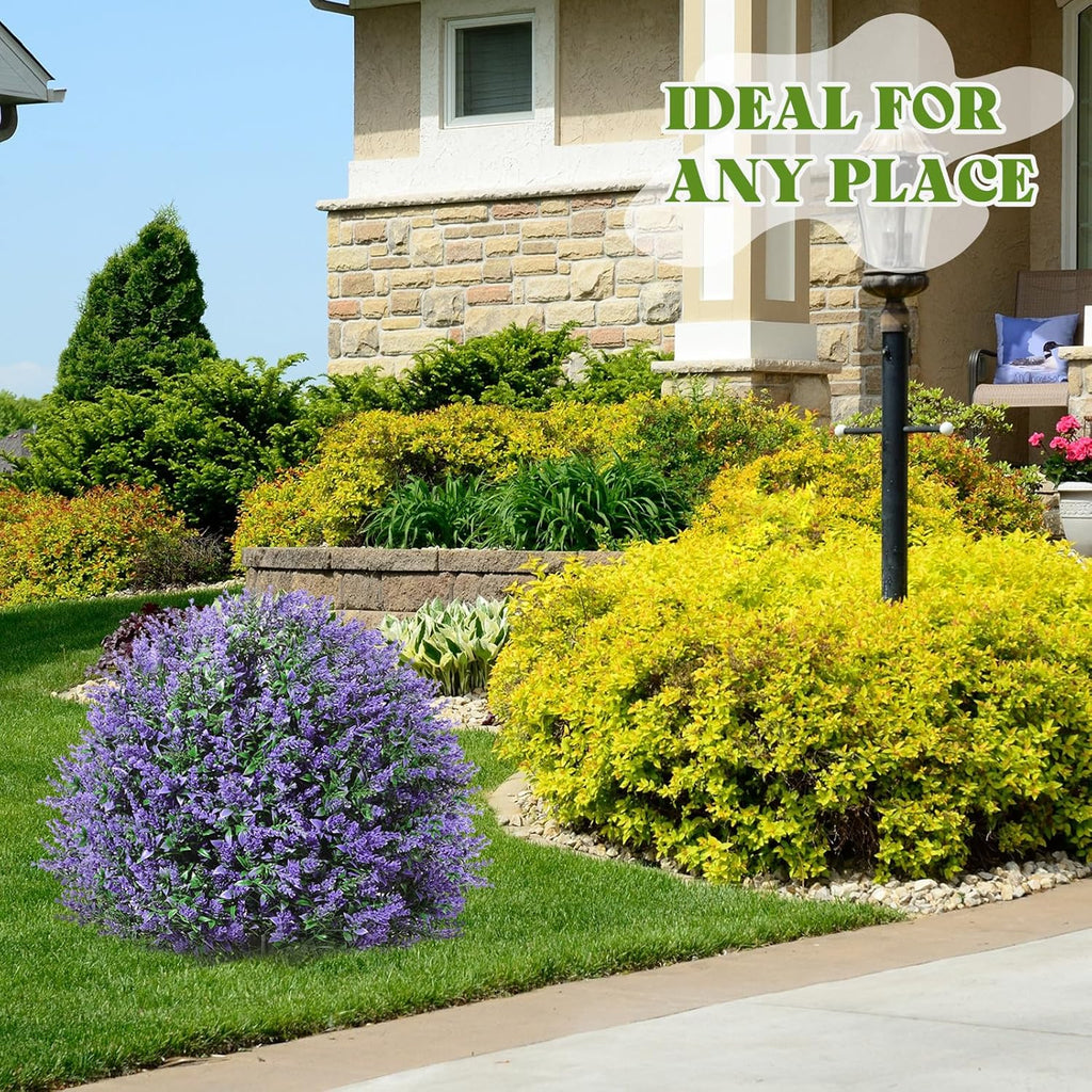 Lunmon 2 Pack 24" Artificial Topiary Ball Plants Trees with Flowers, Outdoor Fake Topiary Plants with Ground Spike, UV Resistant Faux Bushes for Indoor Outdoor Front Door Decor(Purple,Rose)