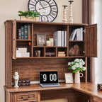 T4TREAM L Shaped Desk with Hutch,59" Farmhouse Wood Home Office Executive Desk,Charging Station,File Drawer, Storage Cabinet,Computer Desk for Work and Study (Reclaimed Barnwood)