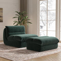YVDNHP Bean Bag Chair with Ottoman, Cozy Comfy Reading Nook Chairs, Ultra Soft Corduroy Fabric Bean Bag Chairs for Adults, Reading Chair with Ottoman for Living Room, Bedroom Apartment (Green)