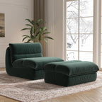 YVDNHP Bean Bag Chair with Ottoman, Cozy Comfy Reading Nook Chairs, Ultra Soft Corduroy Fabric Bean Bag Chairs for Adults, Reading Chair with Ottoman for Living Room, Bedroom Apartment (Green)