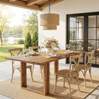 63-Inch Solid Wood Dining Table for 6, Farmhouse Kitchen Table with Heavy Duty Legs, Rectangular Wood Desk for Dining Room, Living Room, Rustic Brown