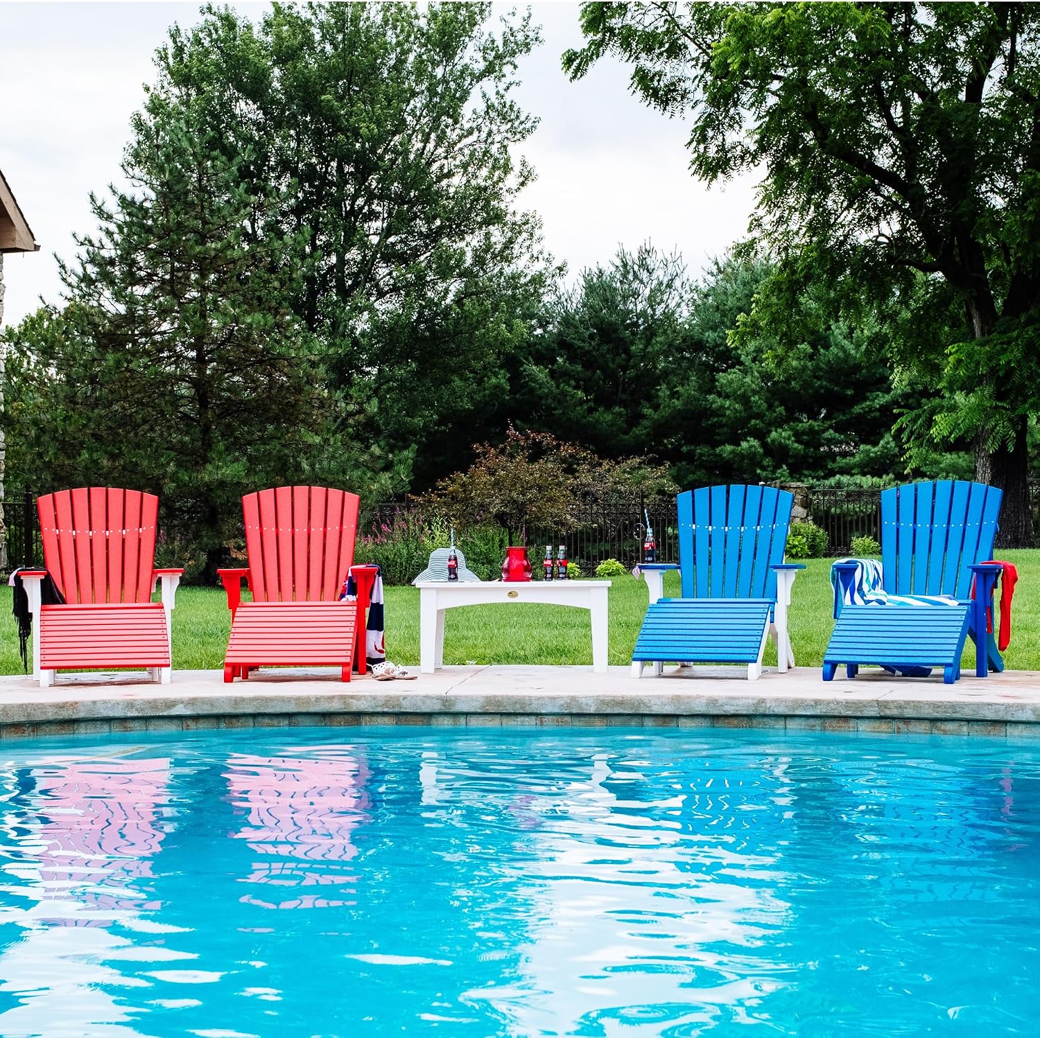 Deluxe Adirondack Footrest - Poly - Lime Green & Black