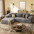 YESHOMY Boneless Couches for Living Room, 108" Sectional Modular Sectional Sofa with Deep Seat, Cloud Comfy Couch with L-Shape Chaise, Easy Assembly (Corduroy, Gray)