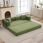 GarveeHome 79" Convertible Sleeper Sofa Bed Couch, 4-in-1 Boneless Corduroy Folding Sofa Bed with Pillow & Fixed-Shape, Floor Mattress Couch Loveseat for Living Room Apartments - No Assembly, Green