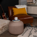 BIRDROCK HOME Outdoor Pouf Ottoman | Hand Woven Waterproof Foot Stool with Bead Bag Filling | Boho Foot Rest for Patio, Living Room, Porch & Outdoor Seating | Lightweight, Soft Stuffed Chair | Brown