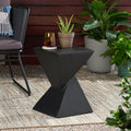 Merax Modern Concrete Side Table with Hourglass Design - Hand-Painted Wood Finish Accenttable for Indoor/Outdoor, Black