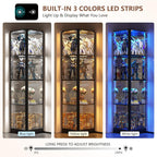 Dystler Corner Display Cabinet with Glass Doors, 68" Display Case with LED Lights, 4-Tier Curio Cabinets for Collectibles, Toys, Books, Modern Storage Cabinet, Black