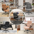Massage Office Chair, 500LBS Ergonomic Rocking Executive Desk Chairs with 4 Points Vibration&Heat,Padded Flip-up Armrests for Big and Tall Office Chair,Swivel Computer Chair Thicken, PU Black