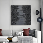 NANKAI Art Hand-Painted Thick Texture Black Canvas Art 24x24 inch Abstract Oil Home Wall Art Deco Painting