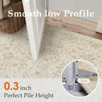 2x6 Washable Runner Rug for Hallway Kitchen Beige Low Pile Non Slip Runner Neutral Distressed Carpet Bathroom Front Door Beside Bed Home Decor