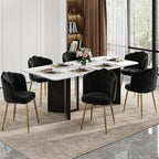 VECELO Velvet Dining Chairs Set of 4, Modern Upholstered Kitchen Chairs with Thick Cushions, Curved Padded Backrest and Metal Legs, for Kitchen, Dining Room, Living Room, Black
