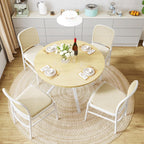 Wildhome Round Dining Table for 2-4, 43 Inch Dining Room Kitchen Table with 1-Tier Storage Shelf, Modern Farmhouse Dinner Furniture with Adjustable feet,Oval Circle(43in-Oak)