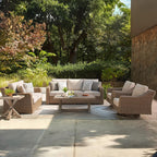 Signature Design by Ashley Carmel Bay Casual Weather and UV Resistant Outdoor Swivel Lounge with Cushion, Light Brown & Beige