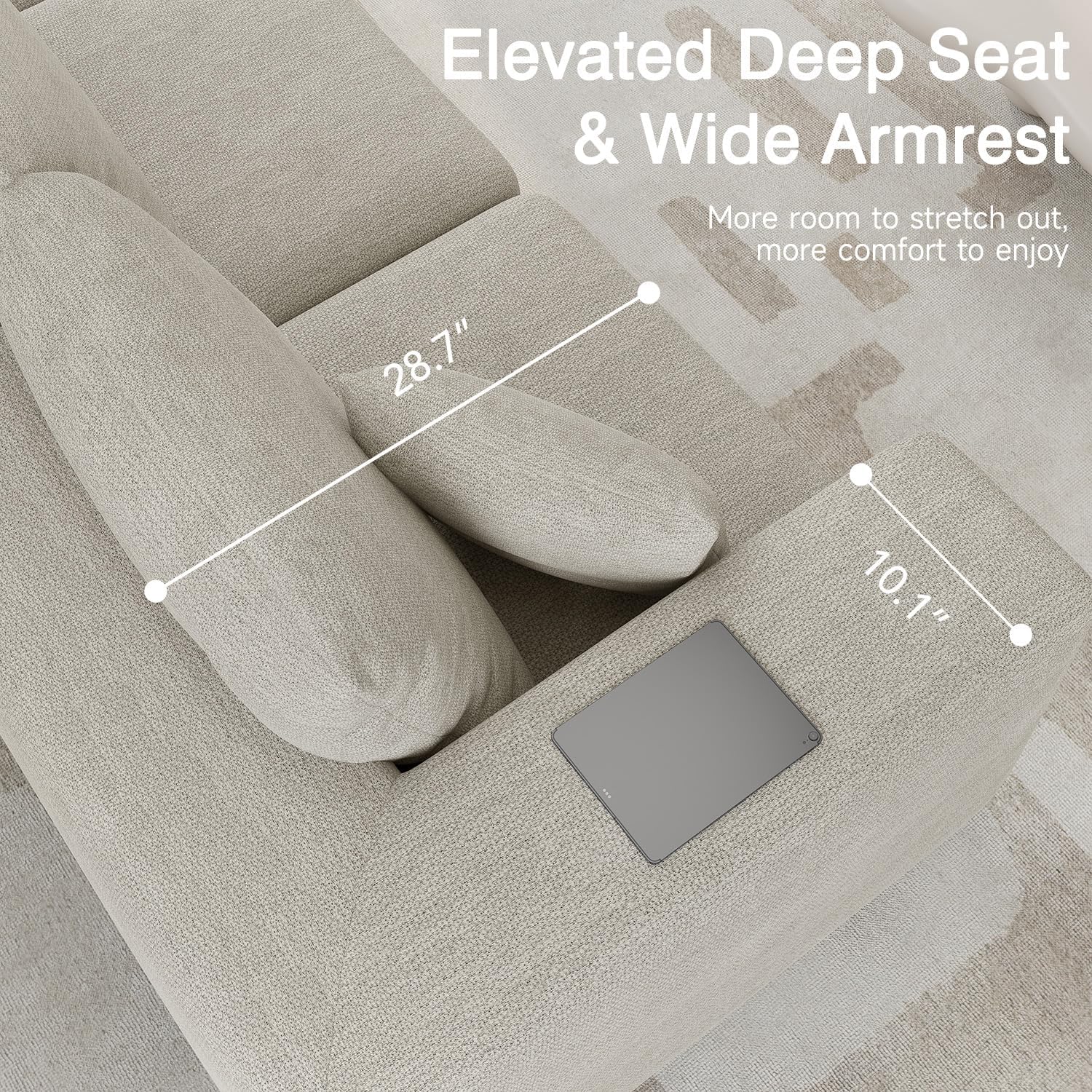 150" Modern Boneless Sectional Couches for Living Room,Oversized Modular Sectional Sofa,Extra Deep 6 Seater,Plush Comfy Cloud Couch with Flexible Layout,No Assembly Required,Beige Chenille