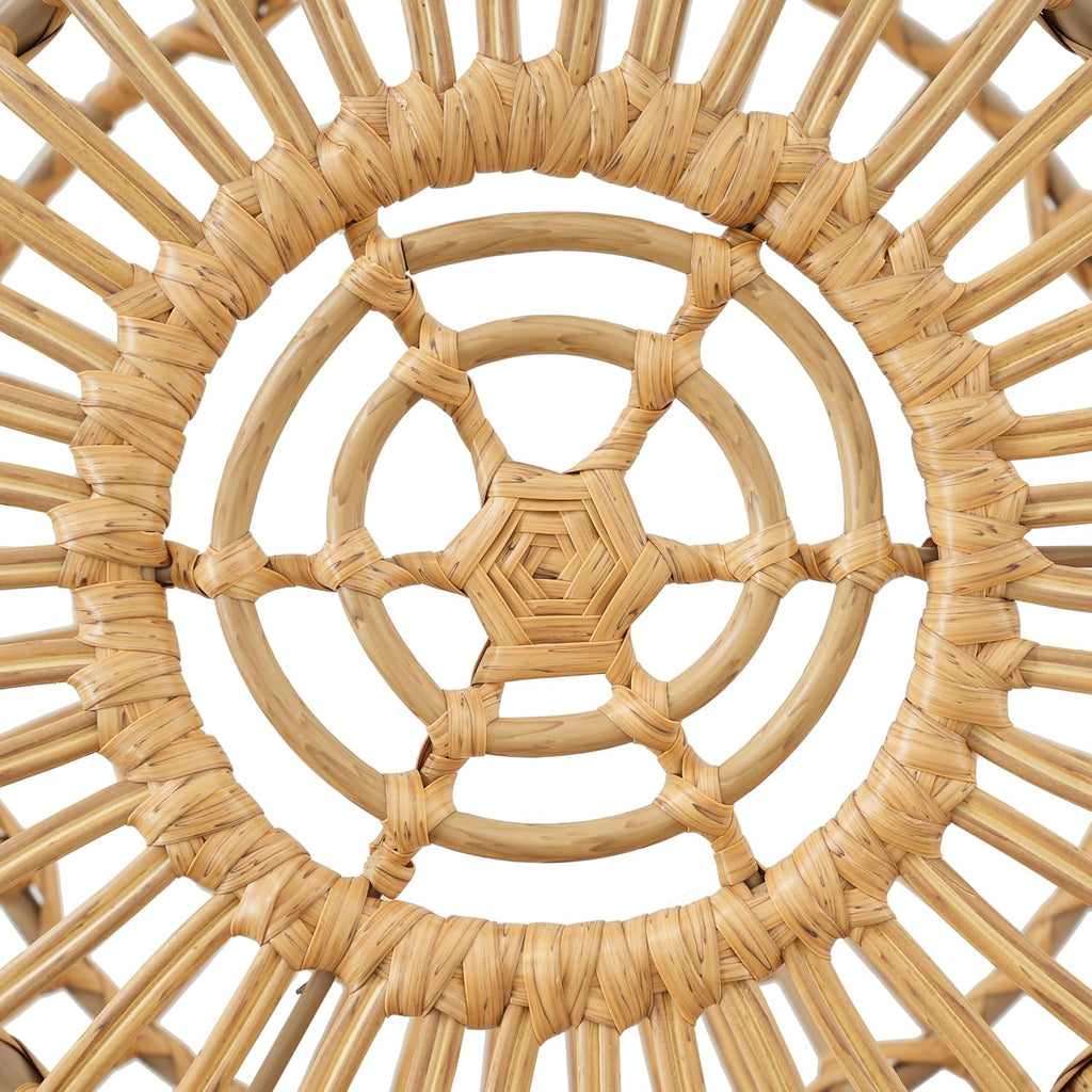IRONORA Natural Rattan Round Side Table, Hand Woven Hollow Drum End Table, Boho Wicker Accent Table Stool for Patio Porch Living Room Bedroom