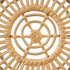 IRONORA Natural Rattan Round Side Table, Hand Woven Hollow Drum End Table, Boho Wicker Accent Table Stool for Patio Porch Living Room Bedroom