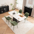 YOUNIKE Olive Green Faux Leather Dining Chairs Set of 2 Mid-Century Modern High Padded Back Comfy Upholstered Kitchen Chairs with Metal Legs Wide Seat Accent Side Chair for Dining/Living/Waiting Room