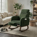 High-Back Rocking Chair with Foot Rest and Glider Mechanism – Nursery and Home Lounge Chair for Relaxation, Upholstered with Solid Wood Base, Green