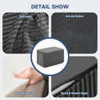 Rectangular Stuffed Pouf Ottoman Foot Rest, Corduroy Floor Pouf with Foam Chunk Filling, Multi-Functional Footstool Ottoman for Living Room, Hassocks and Ottomans for Couch, Chair, Dark Grey