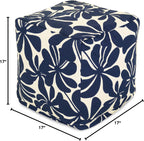 Majestic Home Goods Plantation Indoor/Outdoor Bean Bag Ottoman Pouf Cube, 17" L x 17" W x 17" H, Navy