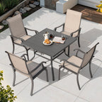 NUU GARDEN Patio Dining Chairs Set of 4, All Weather Textilene Patio Chairs,Powder-Coated Metal Frame Outdoor Patio Bistro Dining Chairs for Lawn Garden Backyard, Beige