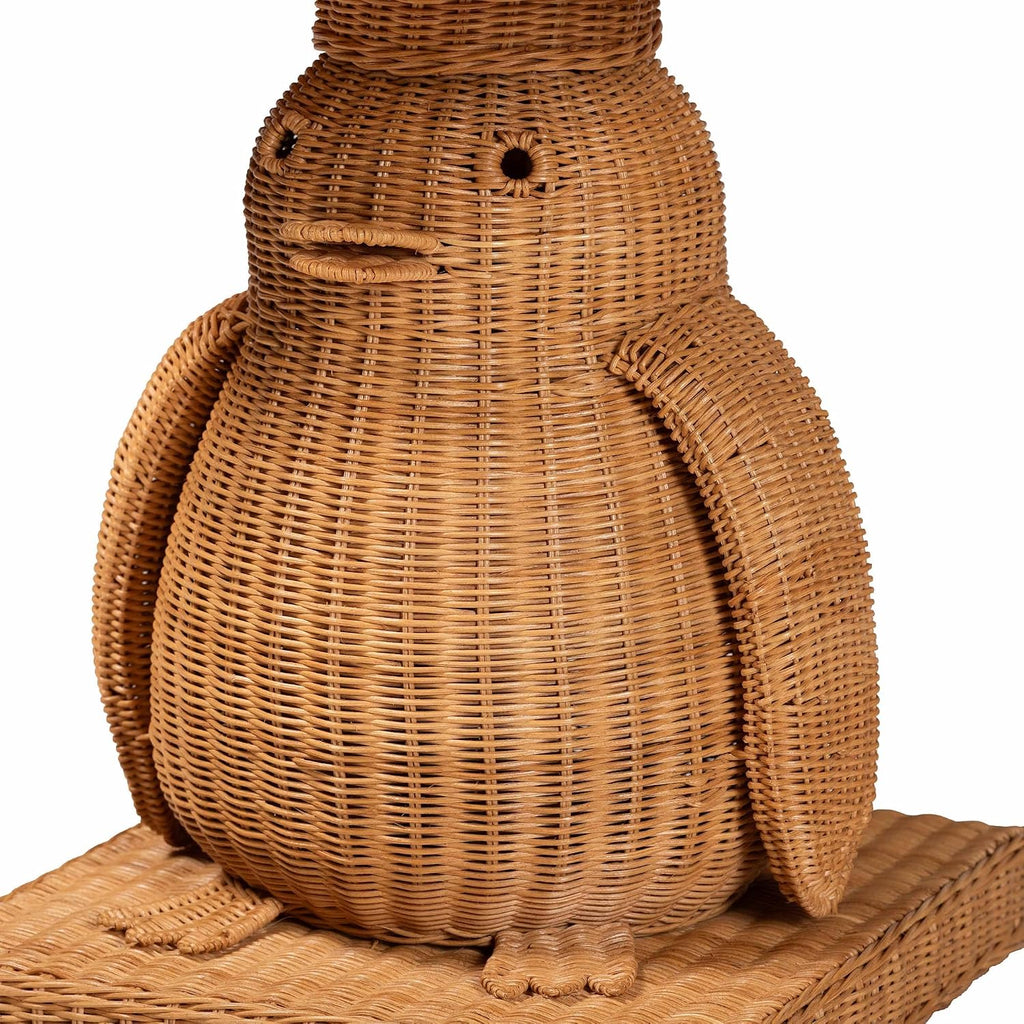 Bali & pari Pembroke Penguin End Table - Handwoven Rattan Sculptural Accent Side Table with Platform Base