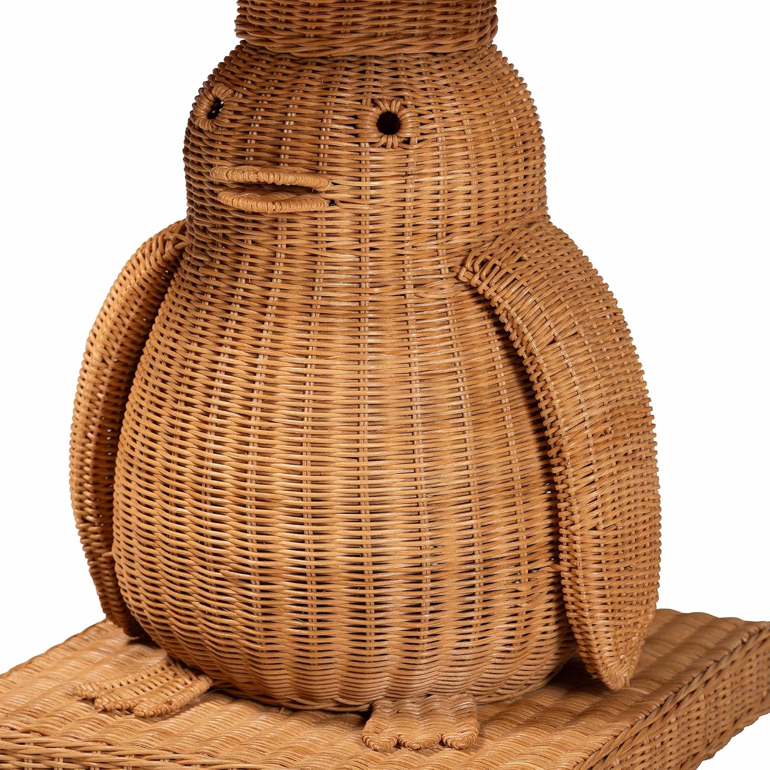Bali & pari Pembroke Penguin End Table - Handwoven Rattan Sculptural Accent Side Table with Platform Base