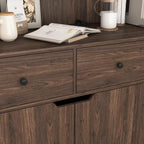71" Tall Kitchen Pantry Storage Cabinet with Glass Doors Large Capacity Display, Microwave Stand, Bakers Rack with Storage for Kitchen, Pantry, Living Room (Walnut)