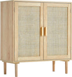 VEVOR Sideboard Cabinet, Buffet Cabinet with 2 Magnetic Doors and Adjustable Shelves, Sideboard Buffet for Hallway, Entryway, Living Room, or Kitchen, Natural