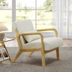 Yaheetech Accent Chair for Living Room, Corduroy Mid Century Modern Reading Armchairs with Lumbar Pillow for Bedroom, Decorative Sofa Chair for Adult Beige/Set of 1