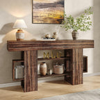 Feonase 63 Inches Long Console Table for Entryway, Wood Sofa Table Behind Couch with 3-Tier Storage, Narrow Entry Hallway Table for Living Room Entrance Foyer, Rustic Brown