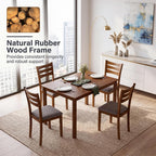 COSTWAY Dining Table Set for 4, 5- Piece Dinette Set with 4 Upholstered Chairs, Rubber Wood Frame & Space-Saving Design, Farmhouse Kitchen Table Set for Apartment and Breakfast Nook