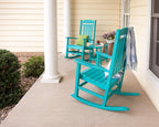 POLYWOOD Presidential 3-Piece Rocking Chair Set, Outdoor Patio Furniture, HDPE All-Weather Rockers with Side Table, Fade-Proof, Black