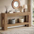 Tribesigns 63 Inch Entryway Table with 2 Drawers, Farmhouse Console Table with Storage Shelf, Long Sofa Table Behind Couch for Living Room, Hallway, Foyer, Brown
