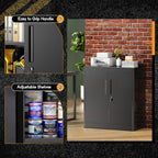 Greenvelly Metal Cabinet, 36" Locking Storage File Cabinet with Doors and Shelves for Office,Home,Gym,School,Kitchen(Black)
