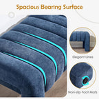 63" Bedroom Bench, Upholstered Entryway Bench, Modern End of Bed Ottoman with Solid Wood Legs and Adjustable Foot Pegs for Entryway, Dining Room and Living Room (Blue Chenille)