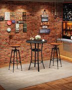 CHOEZON Round Bar Table, 2-Tier High Top & Counter Height Dining Table, Small Kitchen Dining Tables, for Bistro, Pub, Kitchen, Living Room, Black TBT03BB