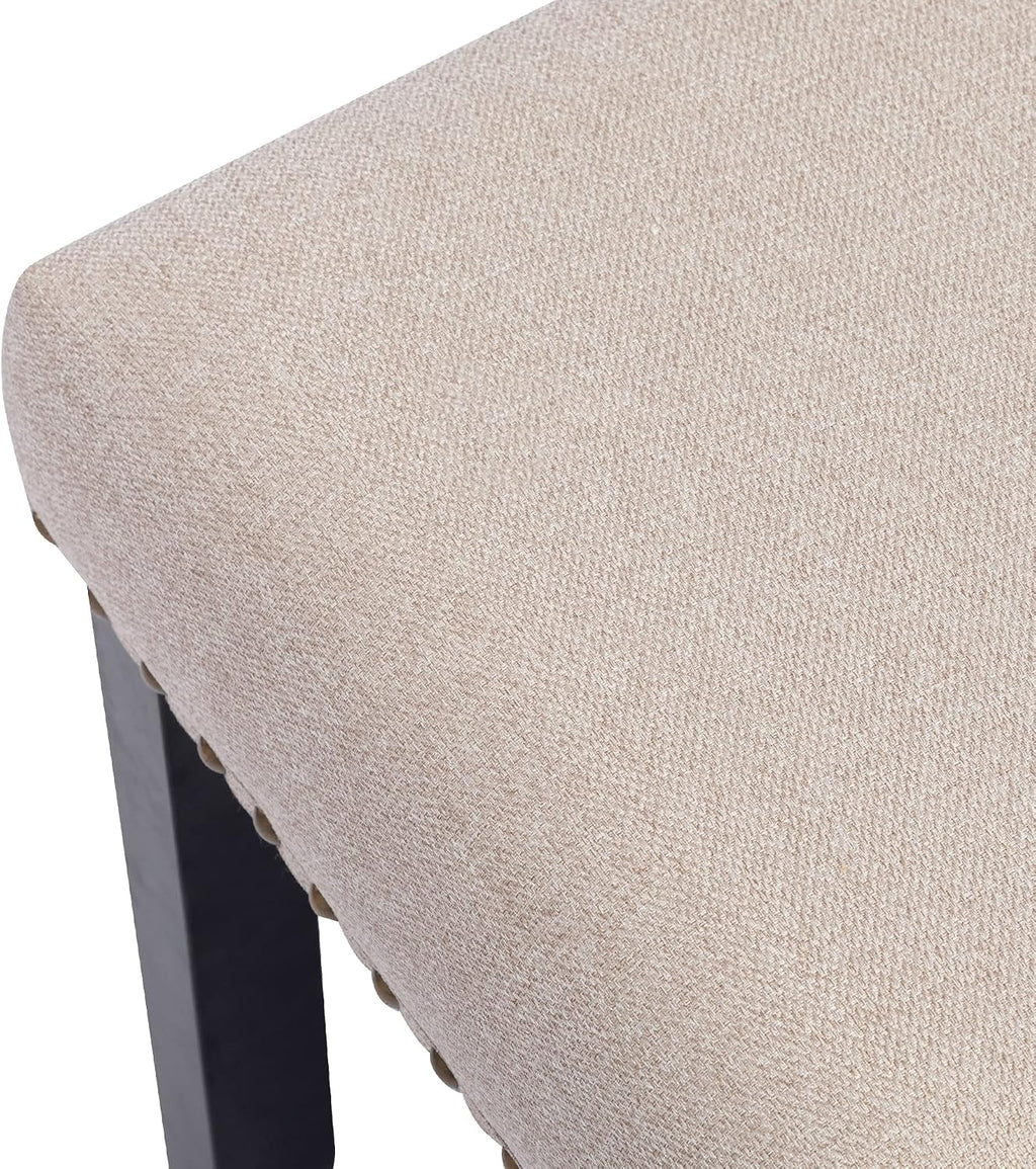 DUHOME Upholstered Entryway Bench, Fabric Bedroom Bench Ottoman Bench End of Bed Bench Dining Bench with Nailhead Trim Wooden Legs for Living Room Dining Room, Cream