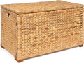 happimess HPM9005A Anada Wicker Weave 30" Storage Trunk, Wooden Frame/Water Hyacinth, Farmhouse, Transitional, Coastal, Rustic for Office, Dorm Room, Living-Room, Bedroom, Dining-Room, Natural