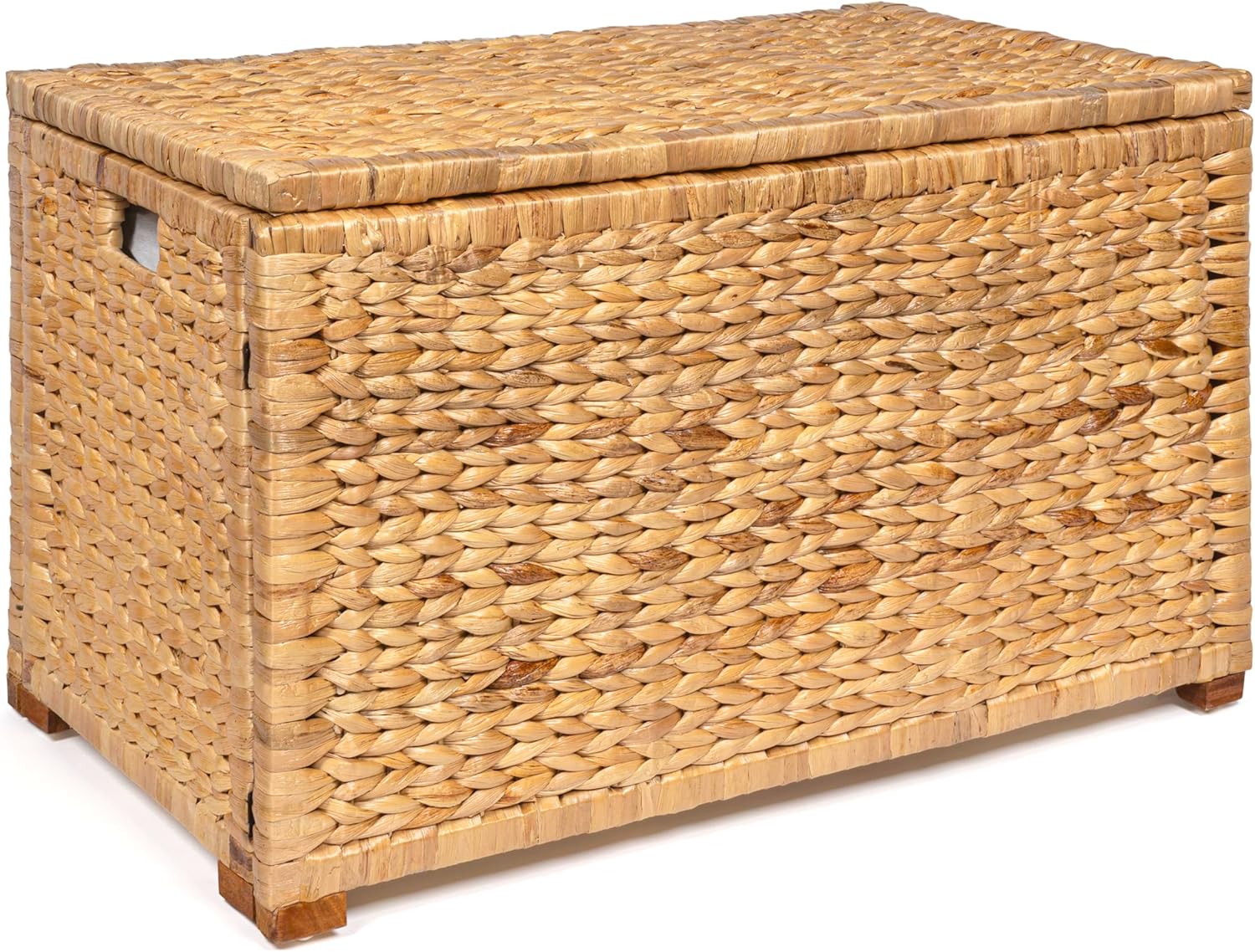 happimess HPM9005A Anada Wicker Weave 30" Storage Trunk, Wooden Frame/Water Hyacinth, Farmhouse, Transitional, Coastal, Rustic for Office, Dorm Room, Living-Room, Bedroom, Dining-Room, Natural
